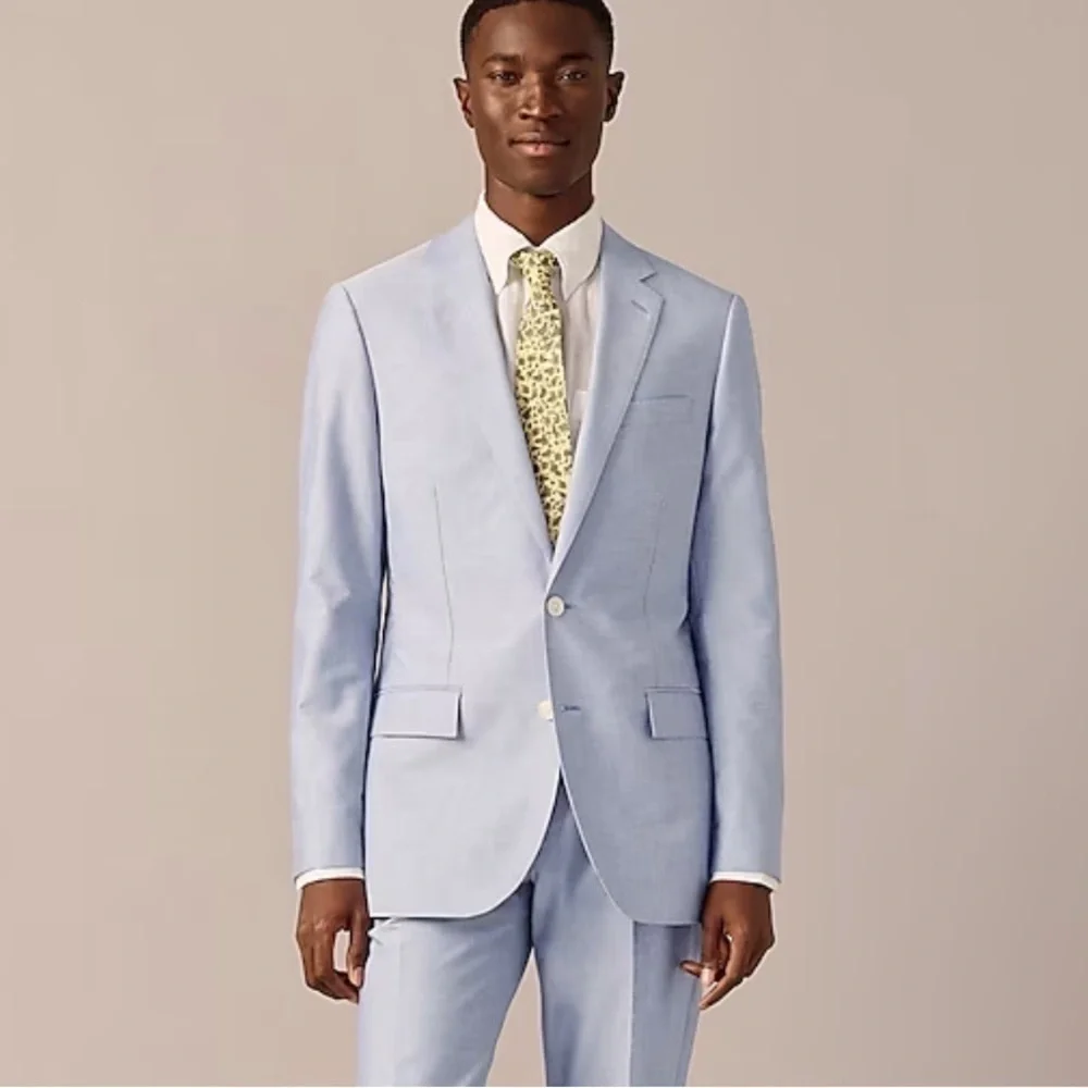 J crew light blue Ludlow Slim-fit suit jacket in Portuguese cotton oxford